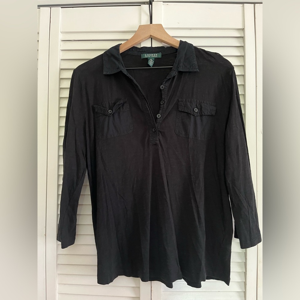 Lauren Ralph Lauren Black Casual Button Down Shirt